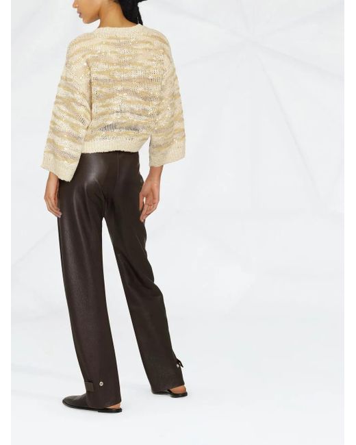 Brunello Cucinelli Multicolor Sequin-Embellished Cropped Jumper