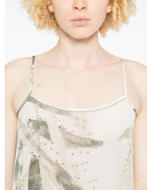 Peserico White Leaf-Print Top