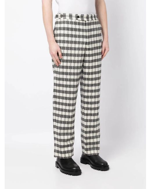 Bode Gray Geometric-Pattern Regular Trousers for men