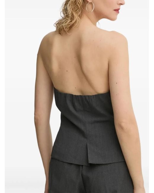 Samsøe & Samsøe Black Saellen Button-Front Strapless Top