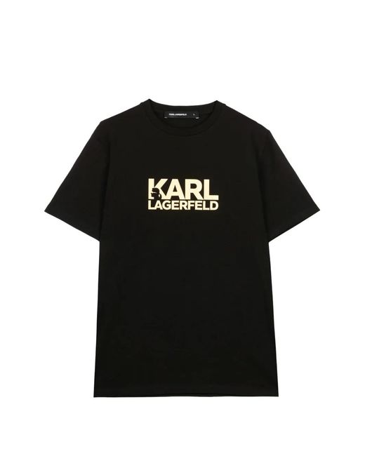 Karl Lagerfeld Black Logo-Print T-Shirt for men
