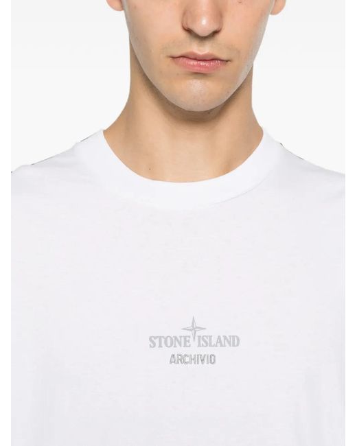 Stone Island White Archivio Graphic-Print T-Shirt for men