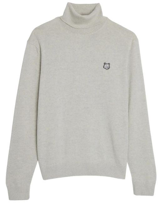 Maison Kitsuné Gray Roll-Neck Long-Sleeve Wool Jumper for men