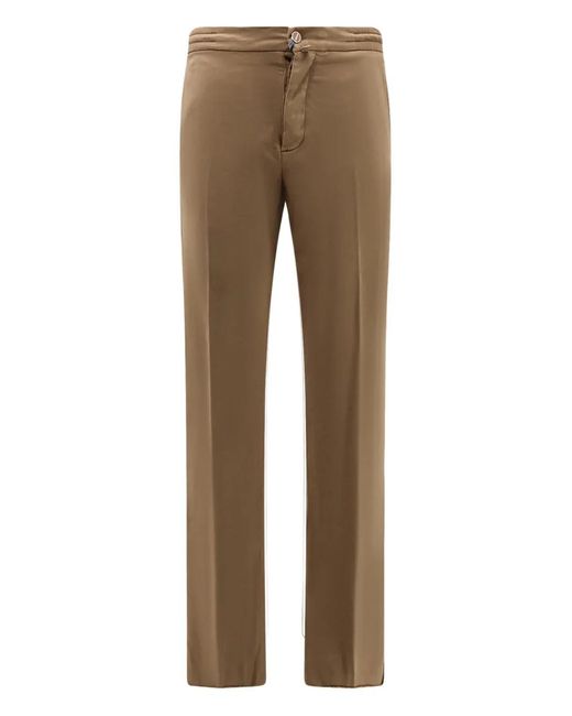 Kiton Natural Logo-Patch Trousers for men