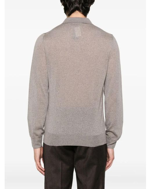 Canali Gebreid Poloshirt in het Gray voor heren