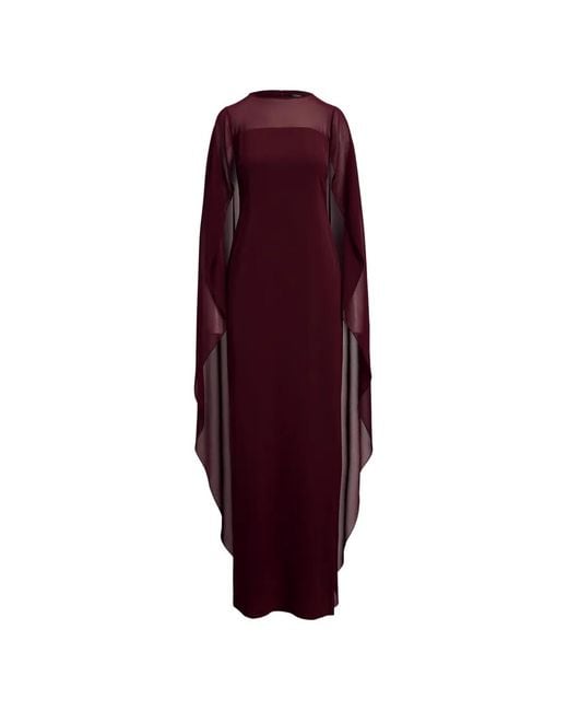 Ralph Lauren Purple Cape-Overlay Georgette Maxi Gown