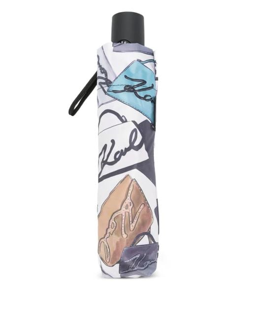 Karl Lagerfeld White Signature Umbrella
