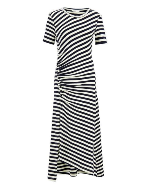 Rabanne White Striped Gathered Midi Dress