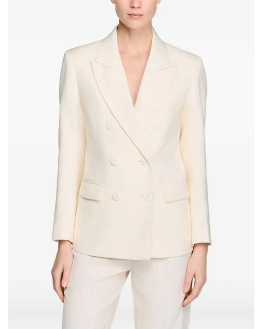 Sandro Natural Double-Breasted Suit Jacket