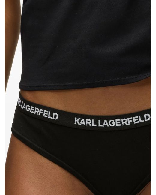 Karl Lagerfeld Black Logo-Waistband Briefs
