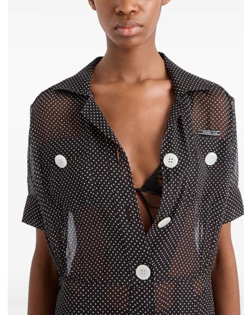 Prada ポルカドット シャツドレス Black