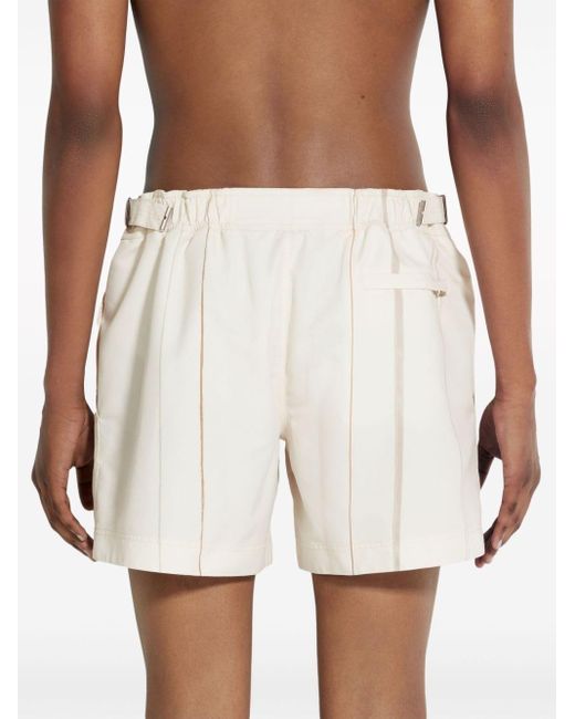 Zegna White Stripe-print Swim Shorts for men
