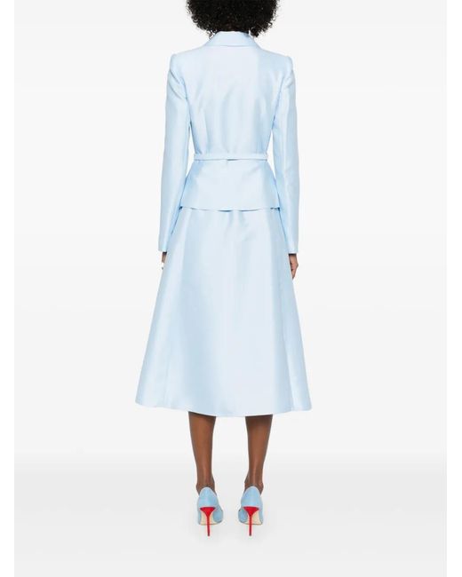 Self-Portrait Blue Taffeta Midi Dress