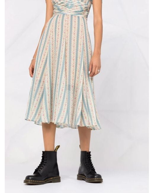 DSquared² White Floral-Print Flared Tea Dress