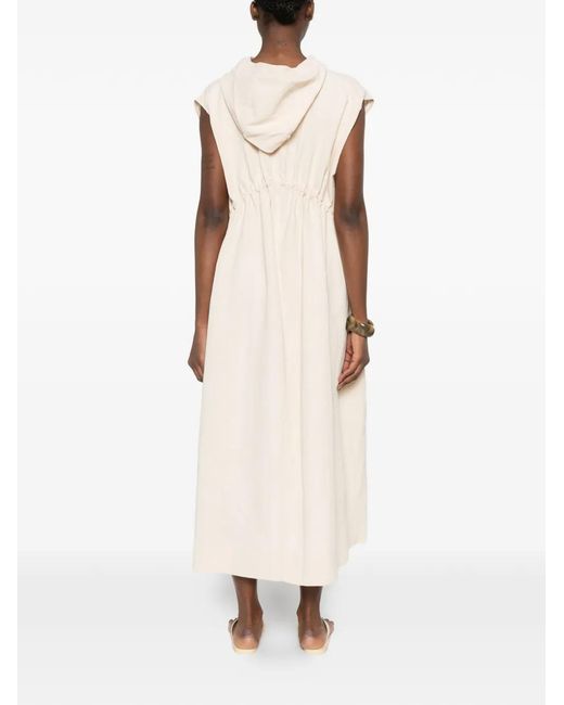 Studio Nicholson White Hooded Zip-Up Maxi Dress