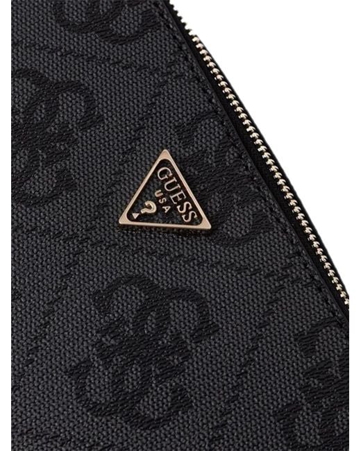 Guess Black Monogram Chain Cross Body Bag