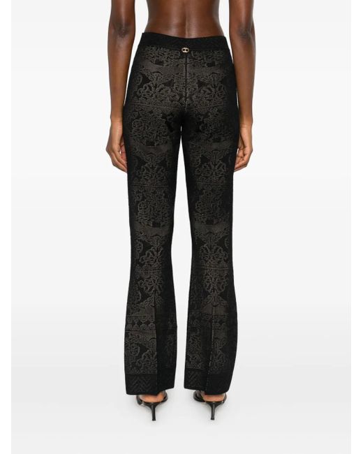 Twinset Black Damask-Pattern Trousers