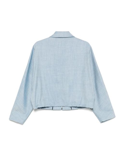 Ferragamo Blue Cropped Bomber Jacket