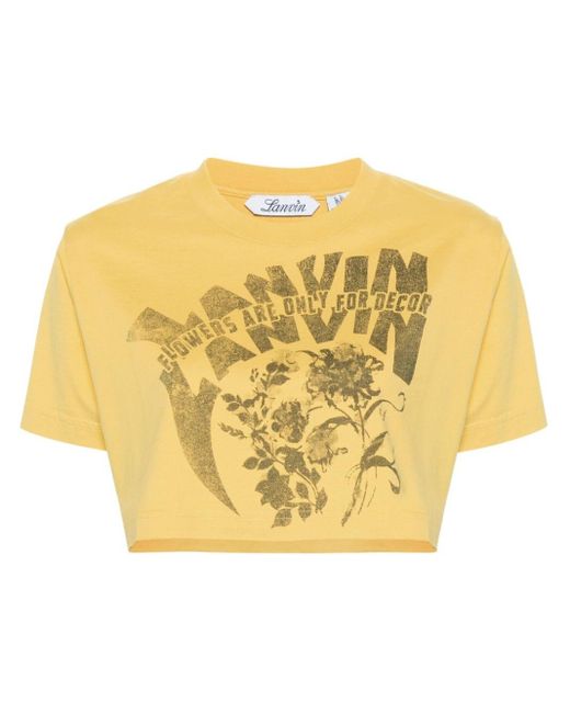 Lanvin Yellow X Future Floral-print Cropped T-shirt