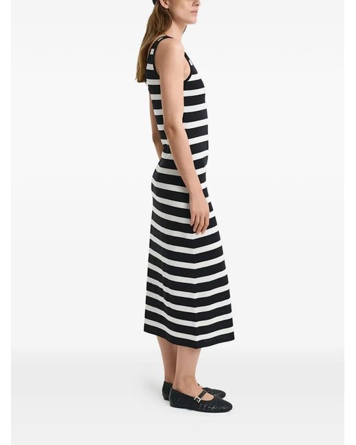 Gant Black Striped Scoop-Neck Midi Dress