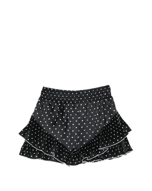 Self-Portrait Black Polka-Dot Pleated Shorts