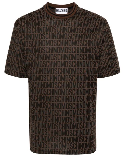 Camiseta con logo en jacquard Moschino de hombre de color Black
