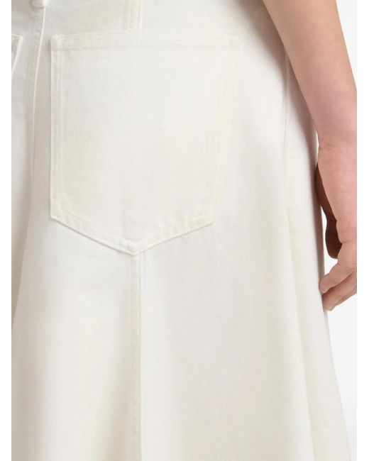 Marni White Denim Flared Midi Skirt