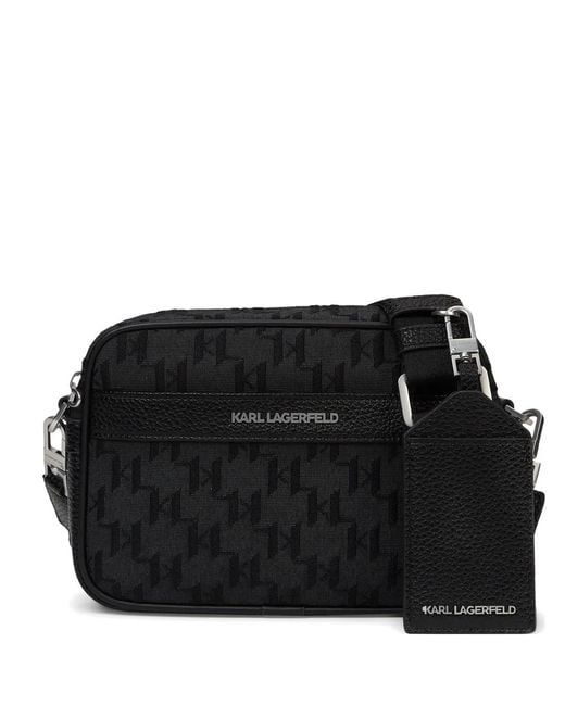 Karl Lagerfeld Black K/Monogram Jacquard Messenger Bag for men