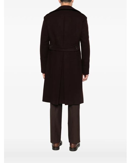 Tagliatore Black Double-Breasted Coat for men