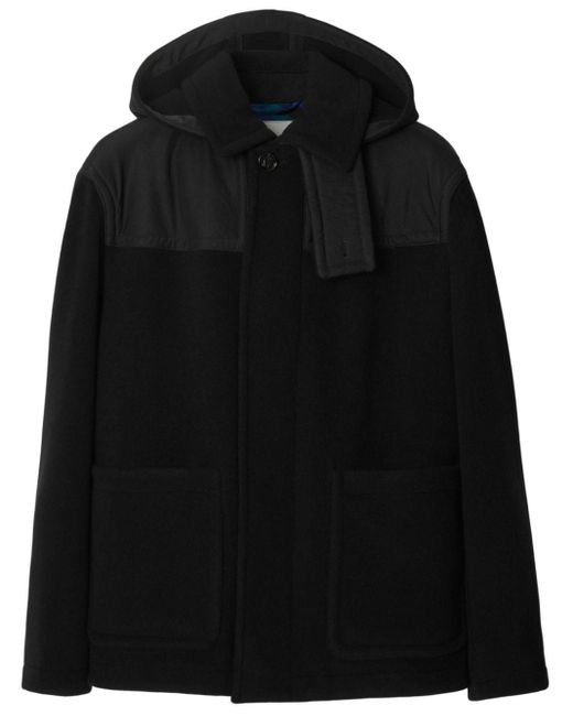 Burberry Black Wool Duffle Coat for men