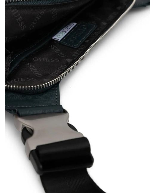 Guess Black Milano Logo-Plaque Belt Bag for men
