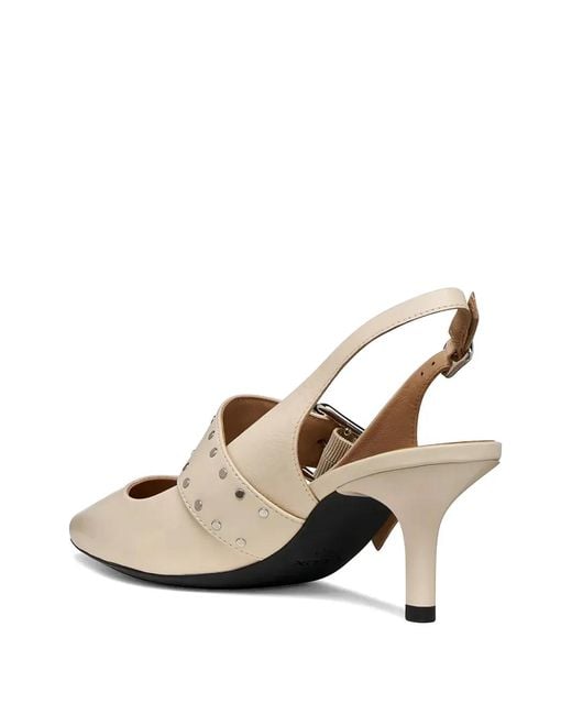Geox White Kleopy Studded Buckle Strap Pumps