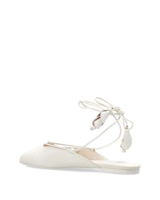 Kate Spade White Eloise Lace-Up Mules