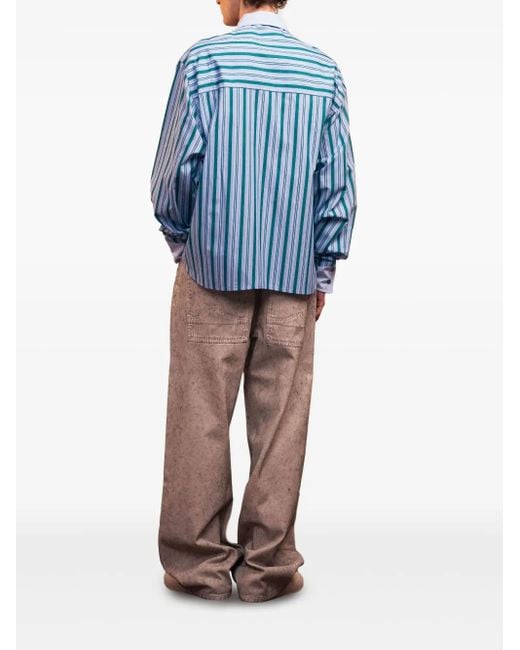 ROUGH Blue Striped Button-Up Shirt for men
