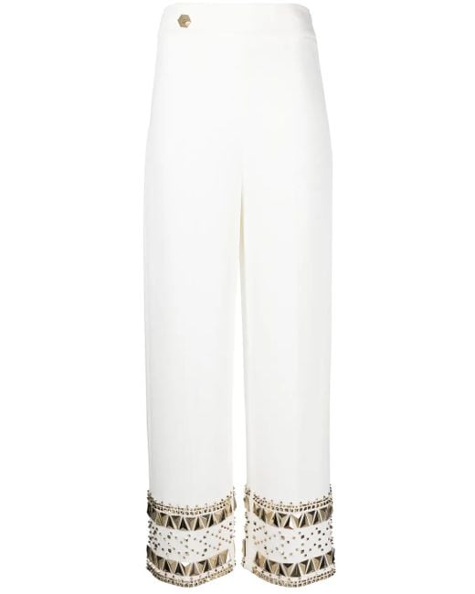 Philipp Plein White Cady-Studded Trousers