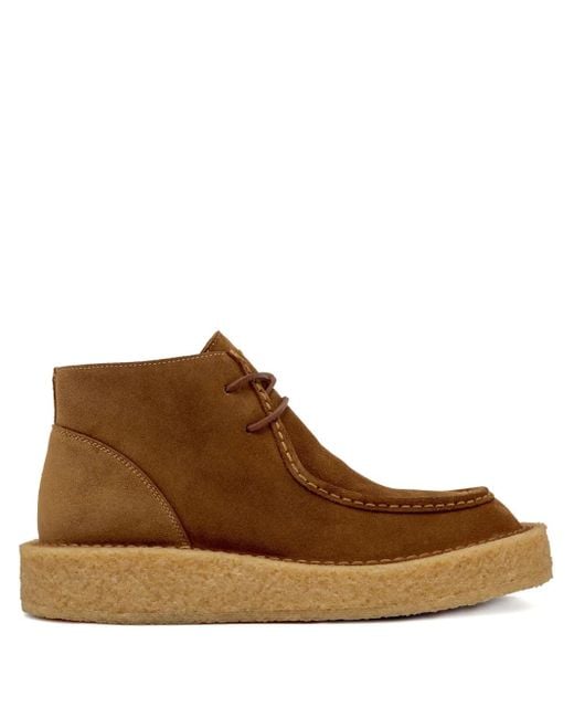 Buttero Brown Lace-Up Crepe-Sole Boots for men
