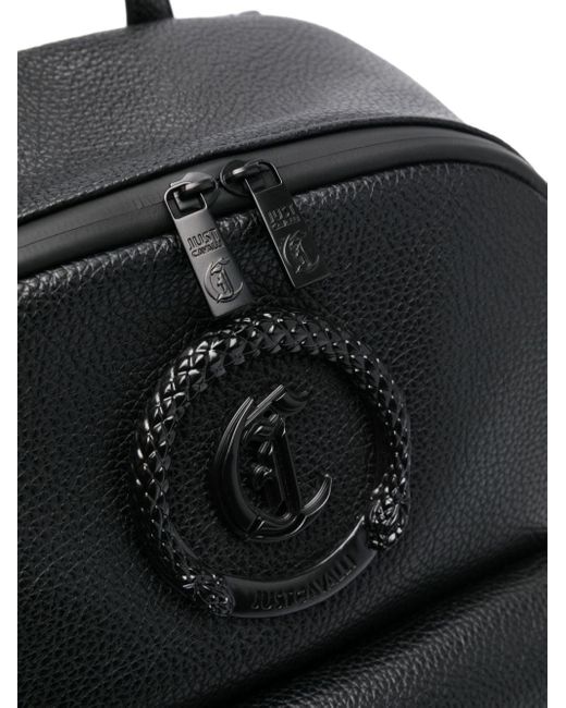 Just Cavalli Black Appliqué-logo Mesh-panel Backpack for men