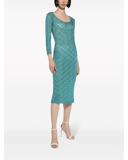 Dolce Gabbana Crochet Midi Dress in Green Lyst