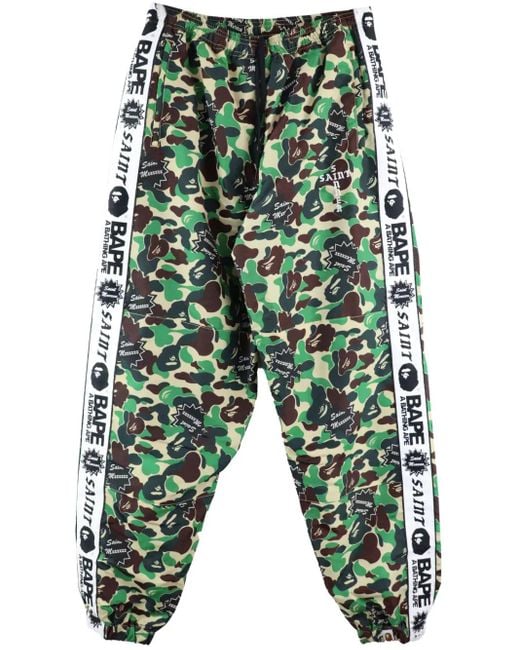 SAINT Mxxxxxx Green Camouflage-Print Track Pants for men