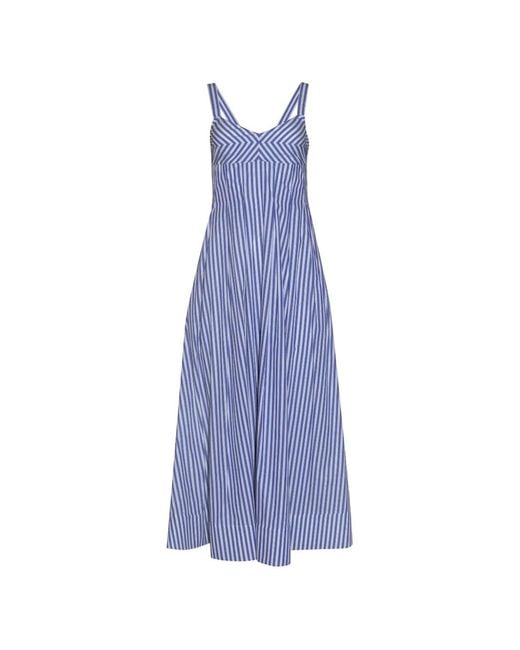 La Ligne Purple Madeline Striped-Pattern Midi Dress