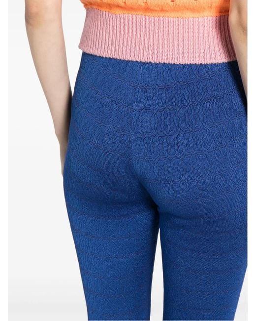 Bally Blue Patterned-Jacquard Flared Trousers