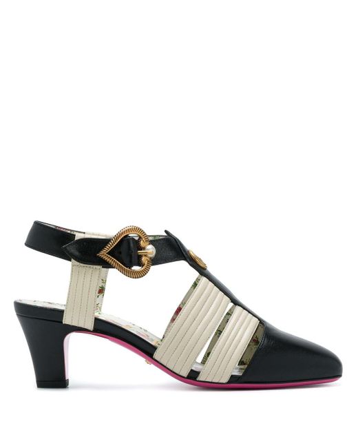 Gucci Black Mid-heel T-strap Sandals