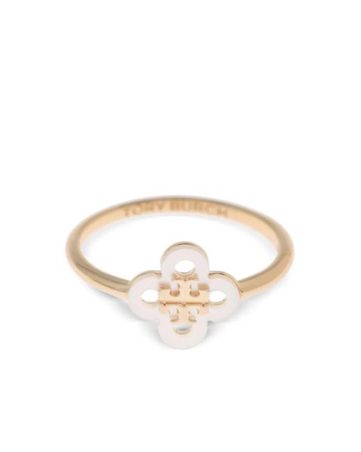 Tory Burch White Charm-Embellished Ring (Set Of Three)
