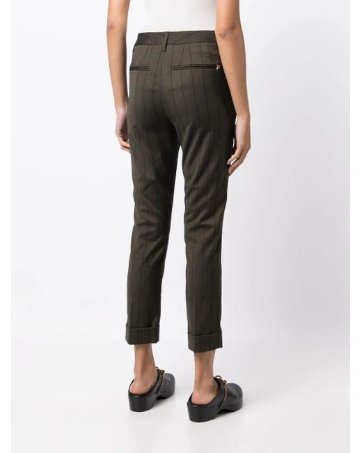 Dondup Gray Striped Cropped Trousers