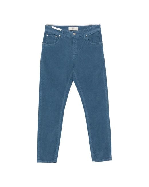 PT Torino Blue Corduroy-Effect Five-Pocket Trousers for men