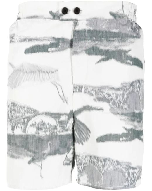 Henrik Vibskov Gray Graphic-Print Bermuda Shorts for men