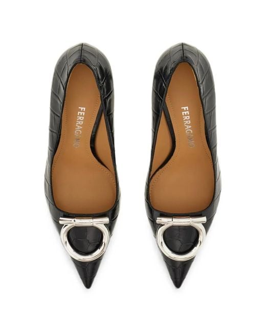 Ferragamo Black Maxi Gancini Pumps