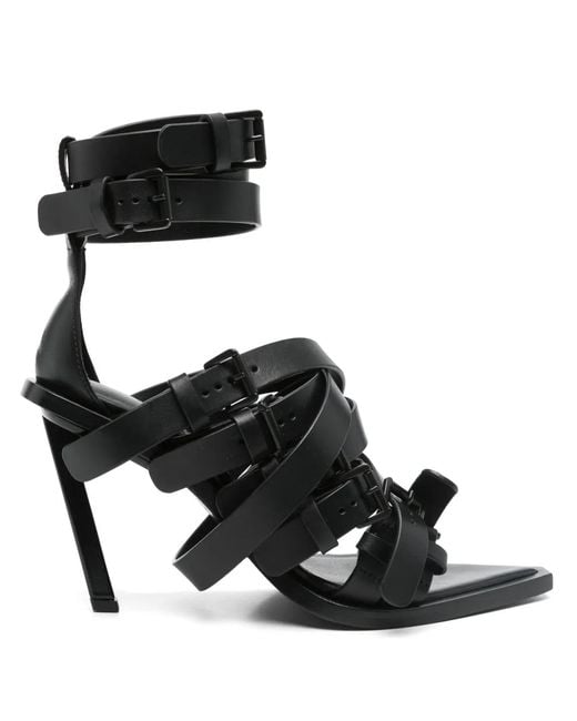Ann Demeulemeester Black Leather Heeled Sandals