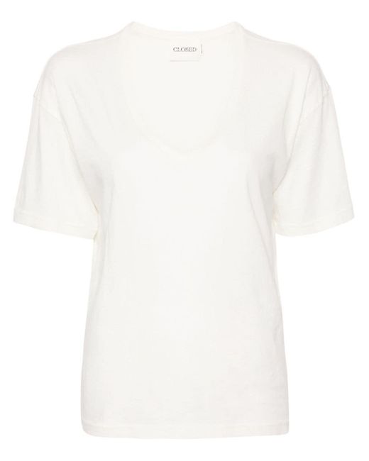 Closed White V-neck Organic Cotton T-shirt