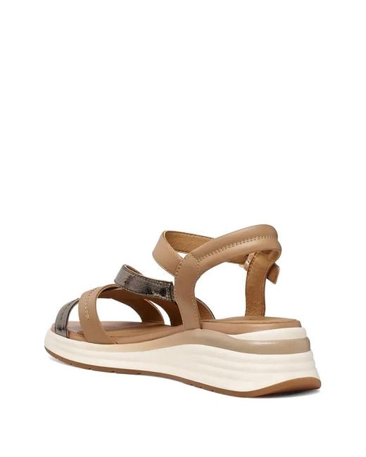 Geox Natural Elowynne Crossover-Strap Sandals